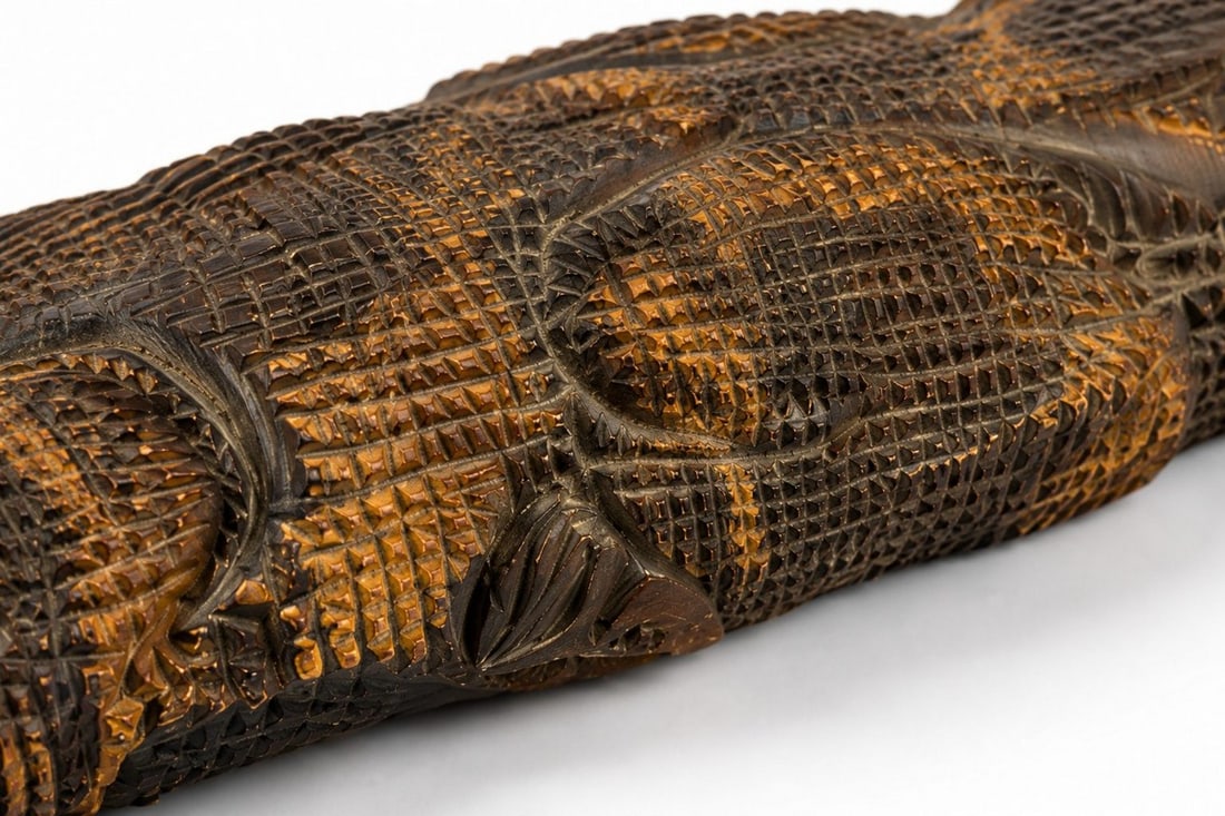 Vintage Carved Wood Crocodile - 3