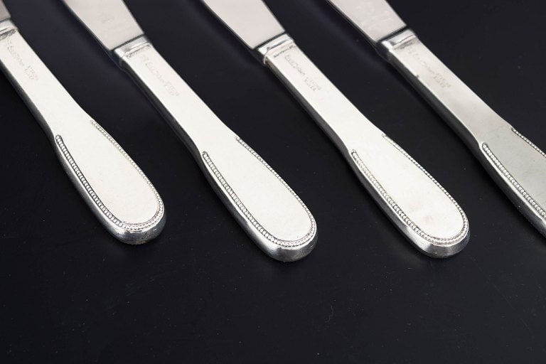 Evald Nielsen, Denmark. Set of four lunch knives in sterling silver and stainless steel. Approx. - 3