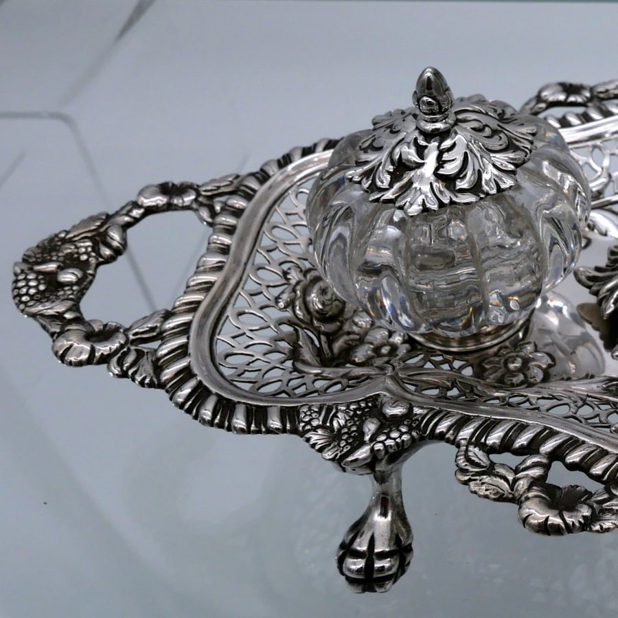 Mid 19th Century Antique Victorian Sterling Silver Inkstand London 1844 Samuel Whitford - 5