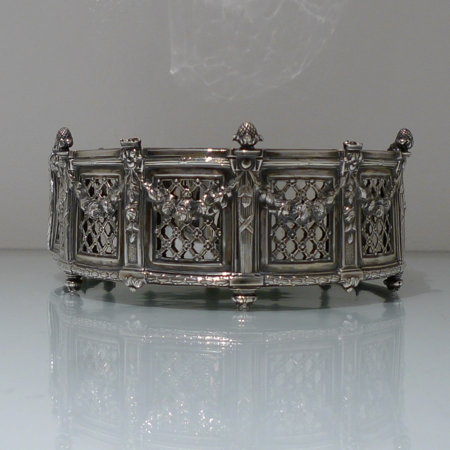 19th Century Antique 800 Standard Large Silver French Jardiniere Circa 1890 - 4