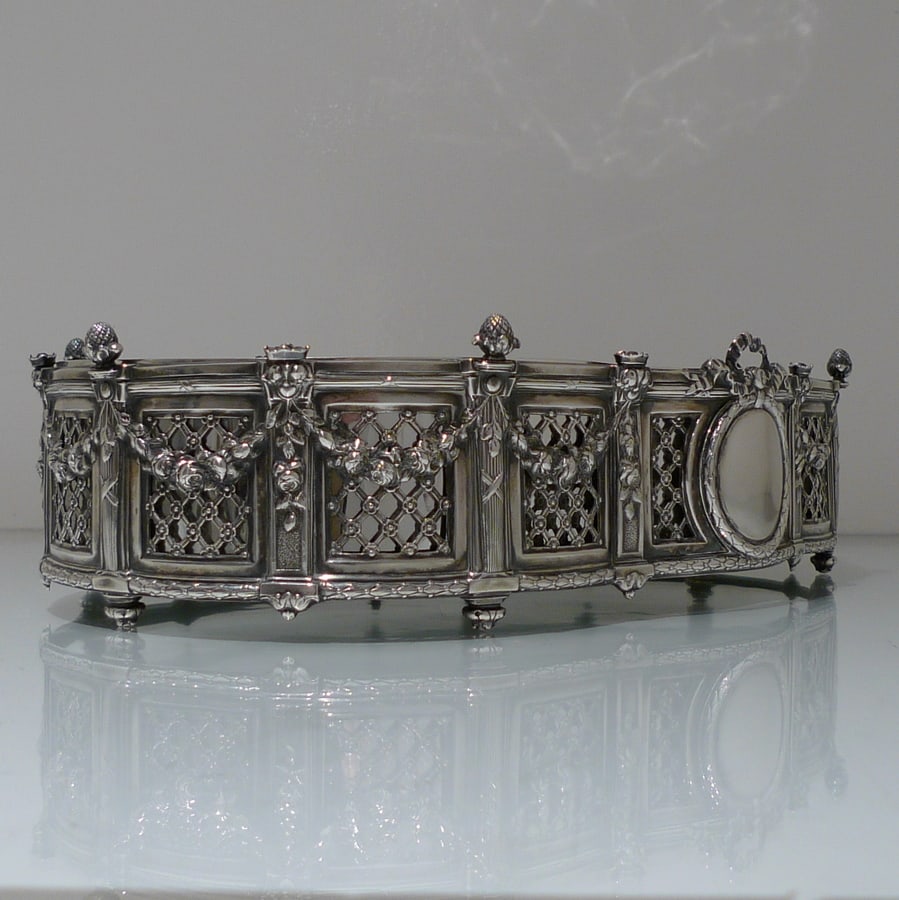 19th Century Antique 800 Standard Large Silver French Jardiniere Circa 1890 - 7