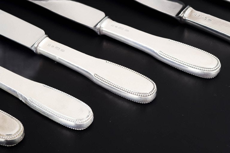 Evald Nielsen, Denmark. Set of six dinner knives in sterling silver and stainless steel. Approx. - 3
