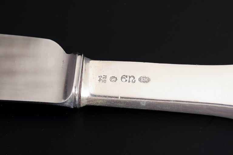 Evald Nielsen, Denmark. Set of six dinner knives in sterling silver and stainless steel. Approx. - 4