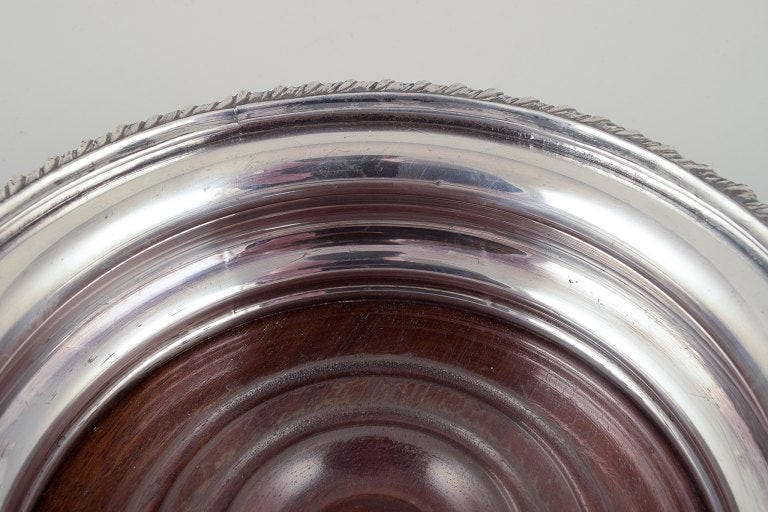 Danish bottle coaster in plated silver and wood. High-quality and heavy. - 4