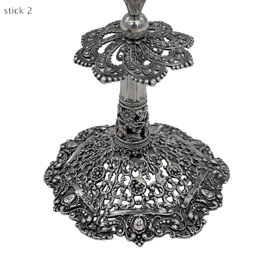 19th Century Antique Victorian Silver Candlesticks Birmingham 1896 Hilliard & Thomason - 7