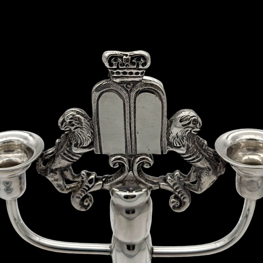 Early 20th Century Modern George V Silver Menorah London 1926 Aaron Taitelbaum - 7