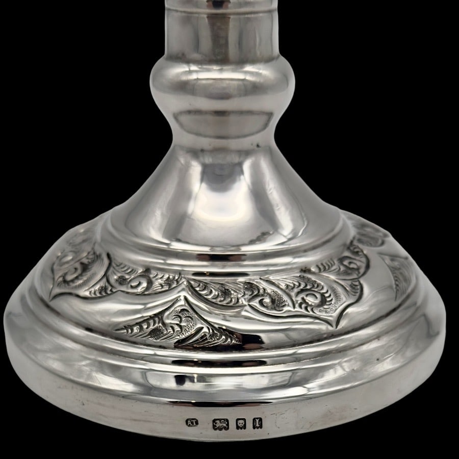 Early 20th Century Modern George V Silver Menorah London 1926 Aaron Taitelbaum - 9