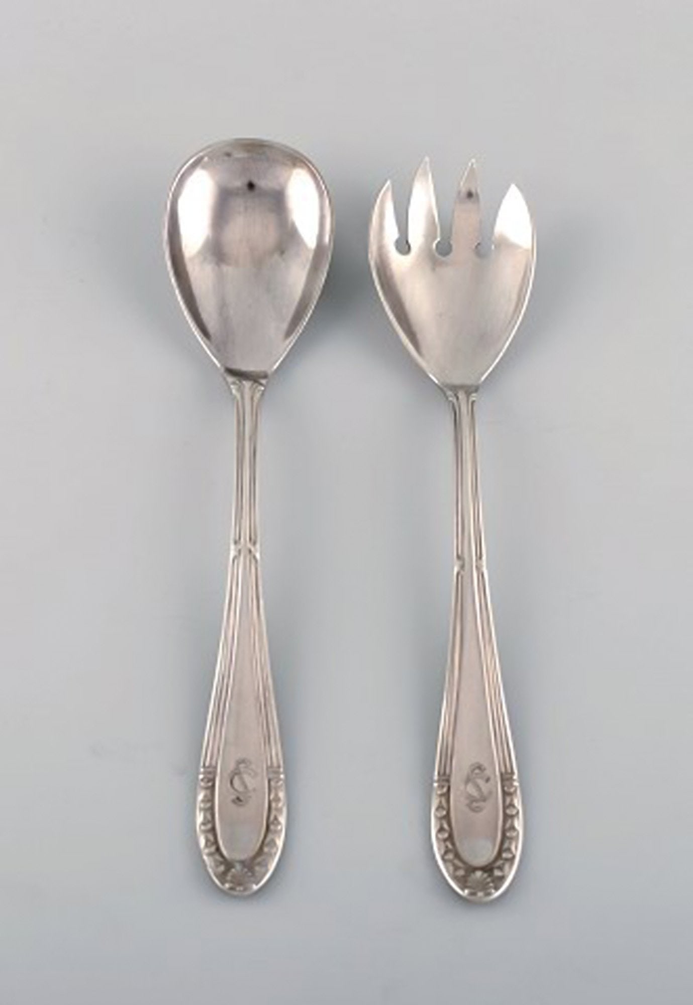 Eight F&K serving parts in plated silver. 1930's. - 2