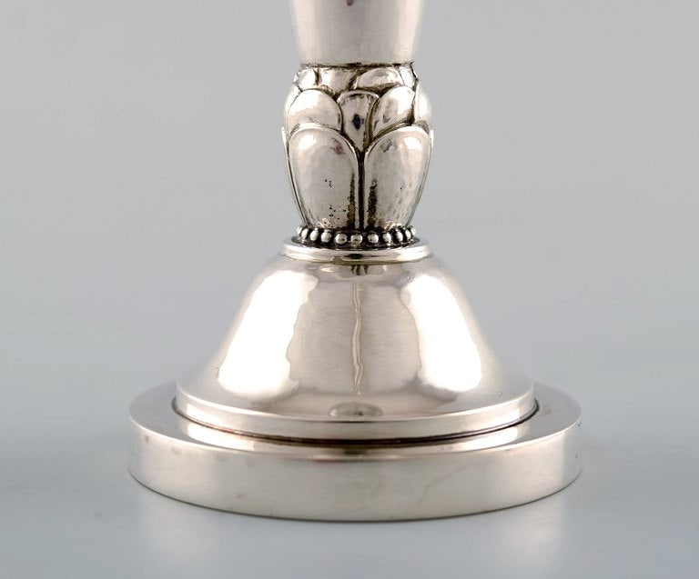 Georg Jensen art deco vase in hammered sterling silver. Designed by Harald Nielsen. - 2