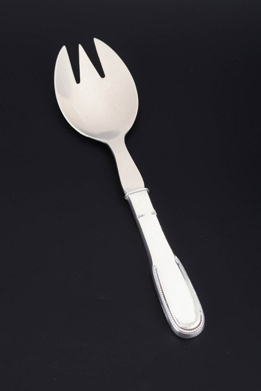 Evald Nielsen, Denmark. Salad fork in silver and stainless steel with a rounded handle. Approx. (1 of 4)
