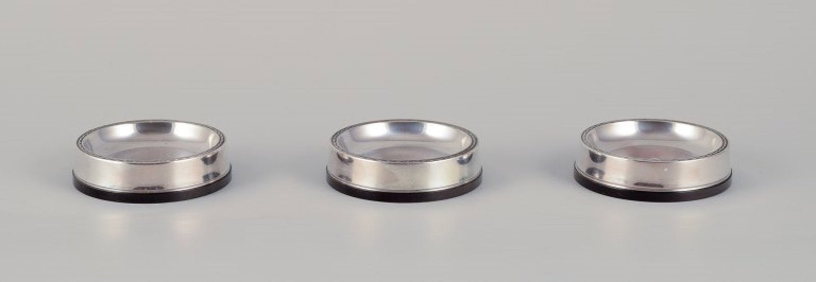 GAB, Sweden. Three salt cellars in 830 silver and bakelite. 1960s (1 of 6)