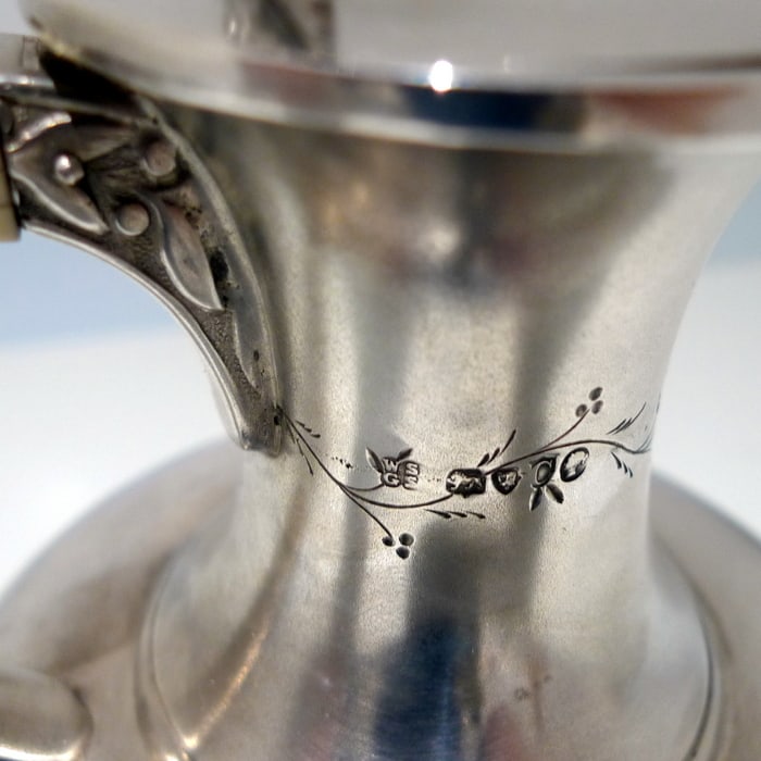 19th Century Antique Victorian Sterling Silver Wine/ Hot Water Jug London 1878 William & George - 11