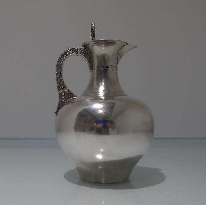 19th Century Antique Victorian Sterling Silver Wine/ Hot Water Jug London 1878 William & George - 2