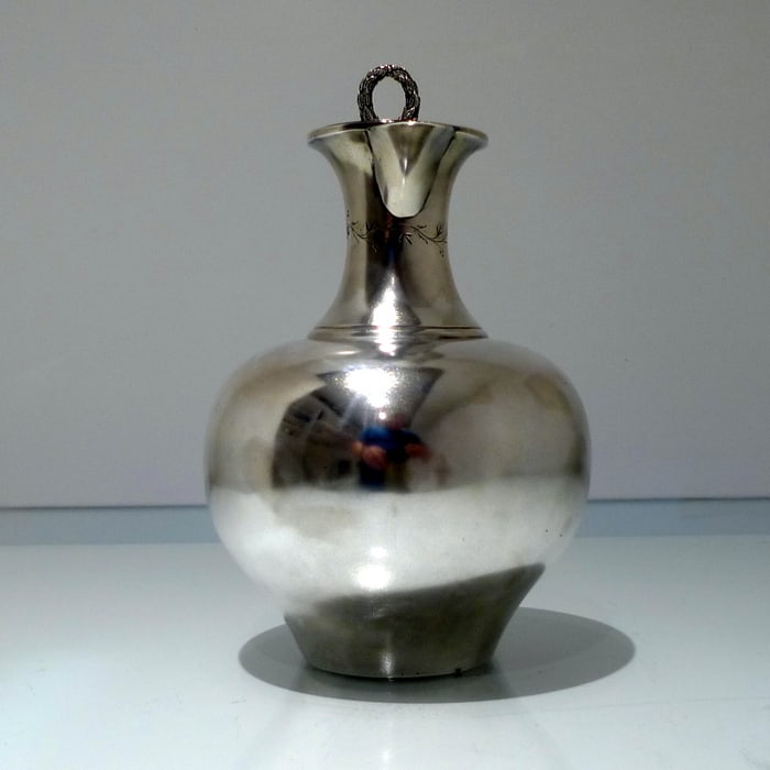 19th Century Antique Victorian Sterling Silver Wine/ Hot Water Jug London 1878 William & George - 4