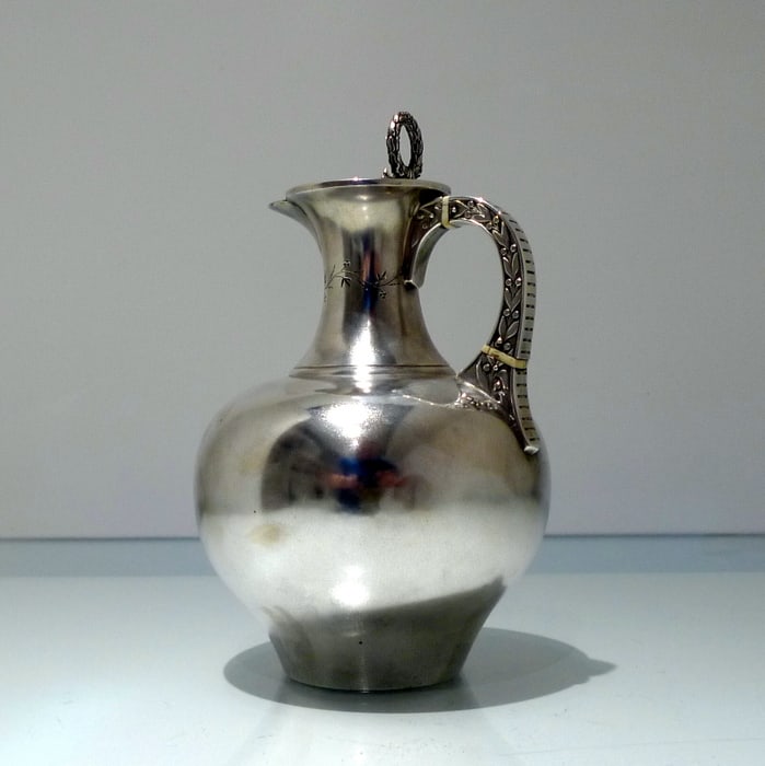 19th Century Antique Victorian Sterling Silver Wine/ Hot Water Jug London 1878 William & George - 5