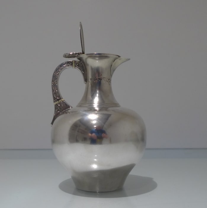 19th Century Antique Victorian Sterling Silver Wine/ Hot Water Jug London 1878 William & George - 8