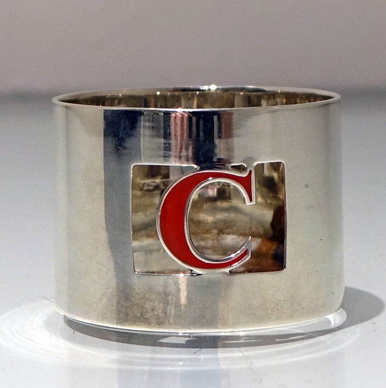 Set 8 Cased Silver & Enamelled Napkin Rings Retailed By Crawford - 5