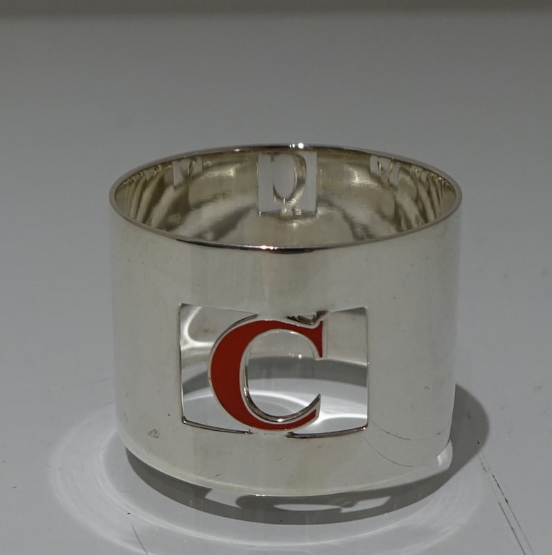 Set 8 Cased Silver & Enamelled Napkin Rings Retailed By Crawford - 6