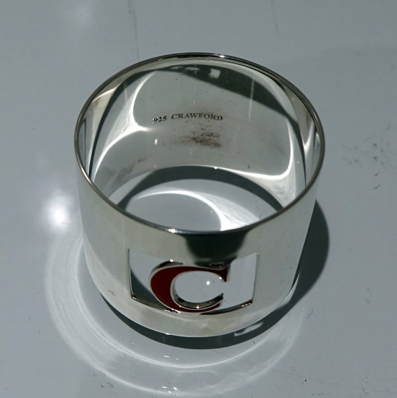 Set 8 Cased Silver & Enamelled Napkin Rings Retailed By Crawford - 8