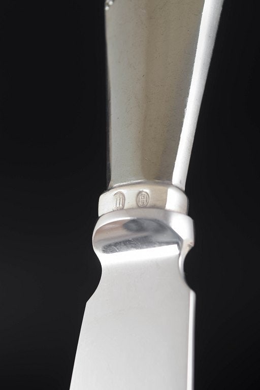 Georg Jensen, Denmark. Rare cake knife in stainless steel and 830 silver with handle. Dated 1924. - 5