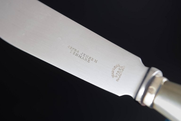 Georg Jensen, Denmark. Rare cake knife in stainless steel and 830 silver with handle. Dated 1924. - 6