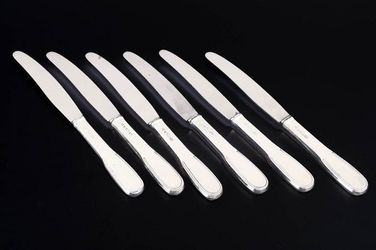 Evald Nielsen, Denmark. Set of six fruit knives in sterling silver and stainless steel. Approx. (1 of 5)