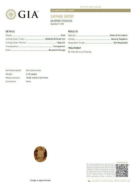 GIA Certified 4.75ct Natural No Heat Orange Brown Sapphire Diamond Ring 14kt - 7