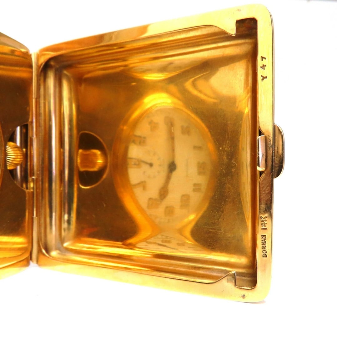Authentic Gorham Longines Travel Clock 14 Karat Folding 8 Day Power Reserve - 7