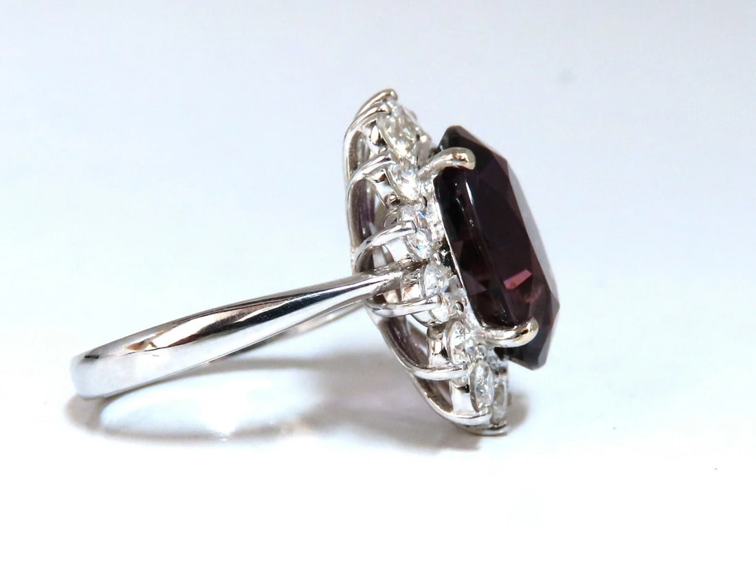 10ct Natural Vivid Purple Amethyst Diamonds Halo Cluster Cocktail Ring 14kt - 2
