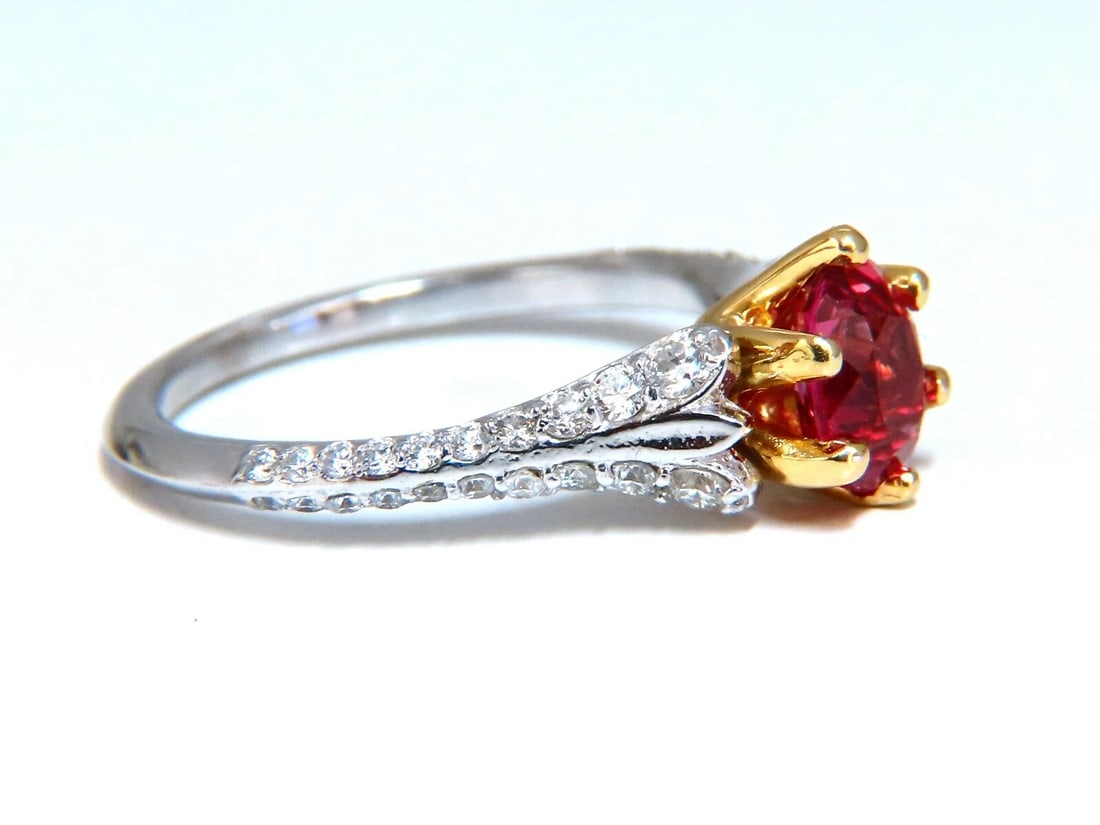 AIGS Certified 1.07ct Natural Pink No Heat Ruby Diamonds Ring 14 Karat - 2