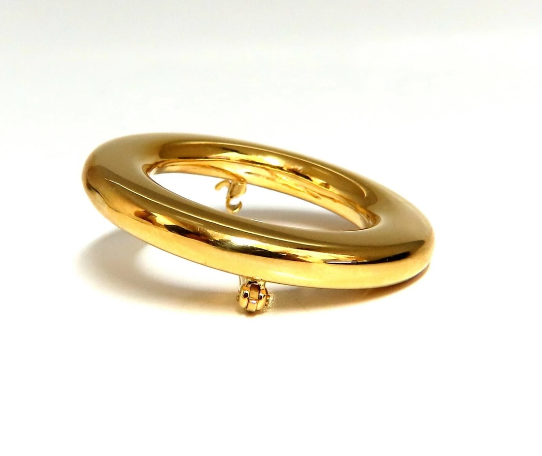 High Shine Circular Gold Pin 14 Karat - 2