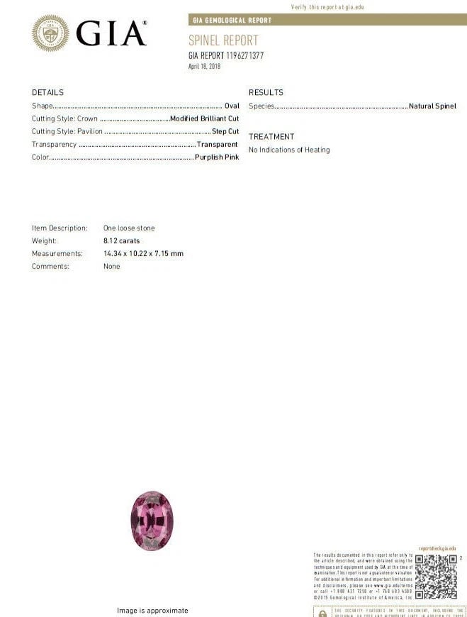 GIA Certified 8.12ct Natural No Heat Spinel 6.00ct Diamonds Ring 18Kt - 2