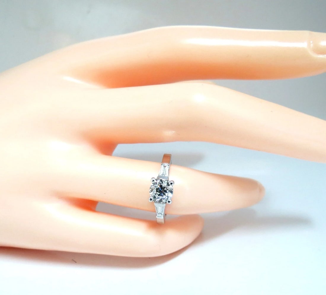 GIA Certified .90ct + .36ct Round Natural Diamond Engagement Ring Platinum - 7