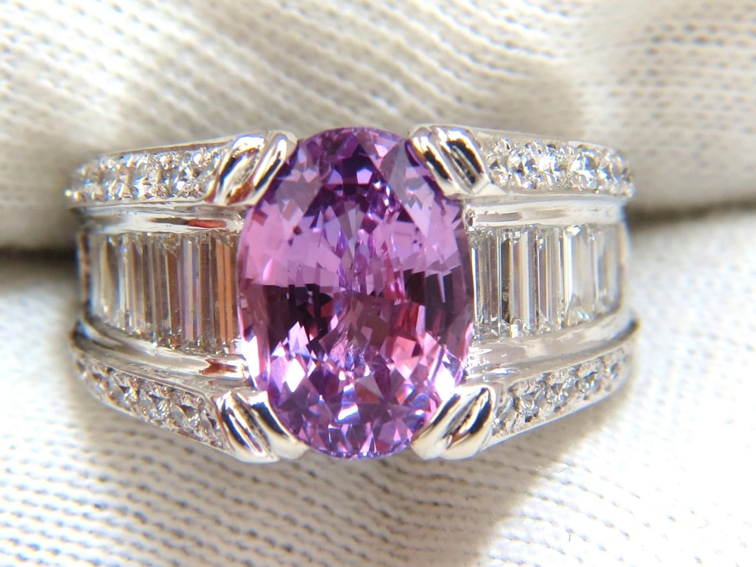 GIA 8.50ct natural no heat sapphire diamond ring 14kt. unheated purple pink - 2