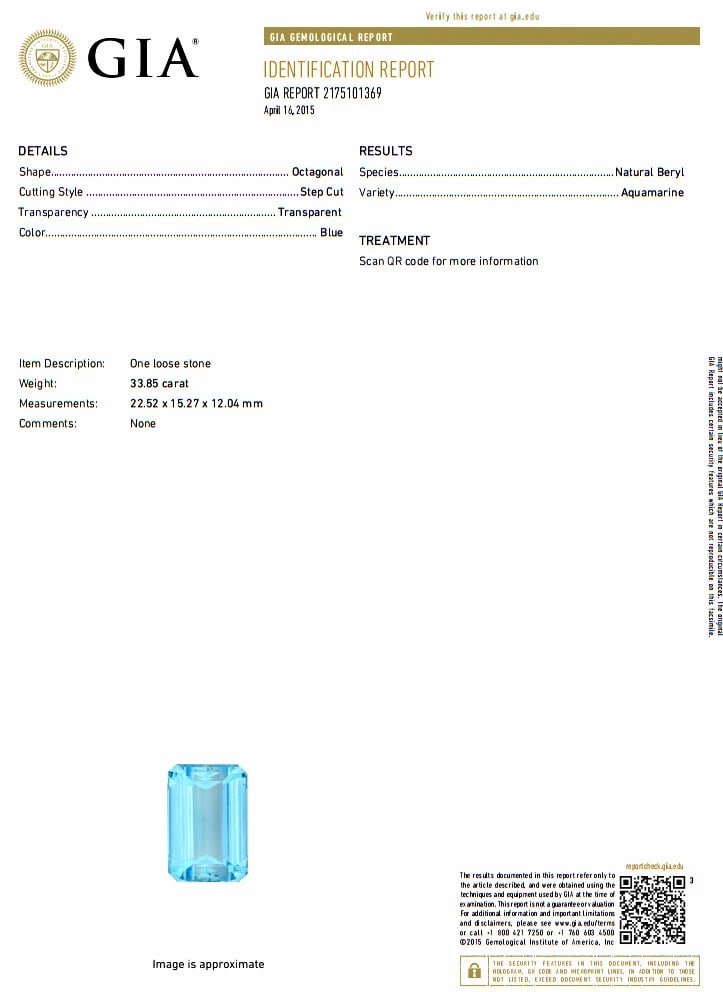 GIA Certified 33.85ct Natural Blue Aquamarine diamonds ring 14kt - 7
