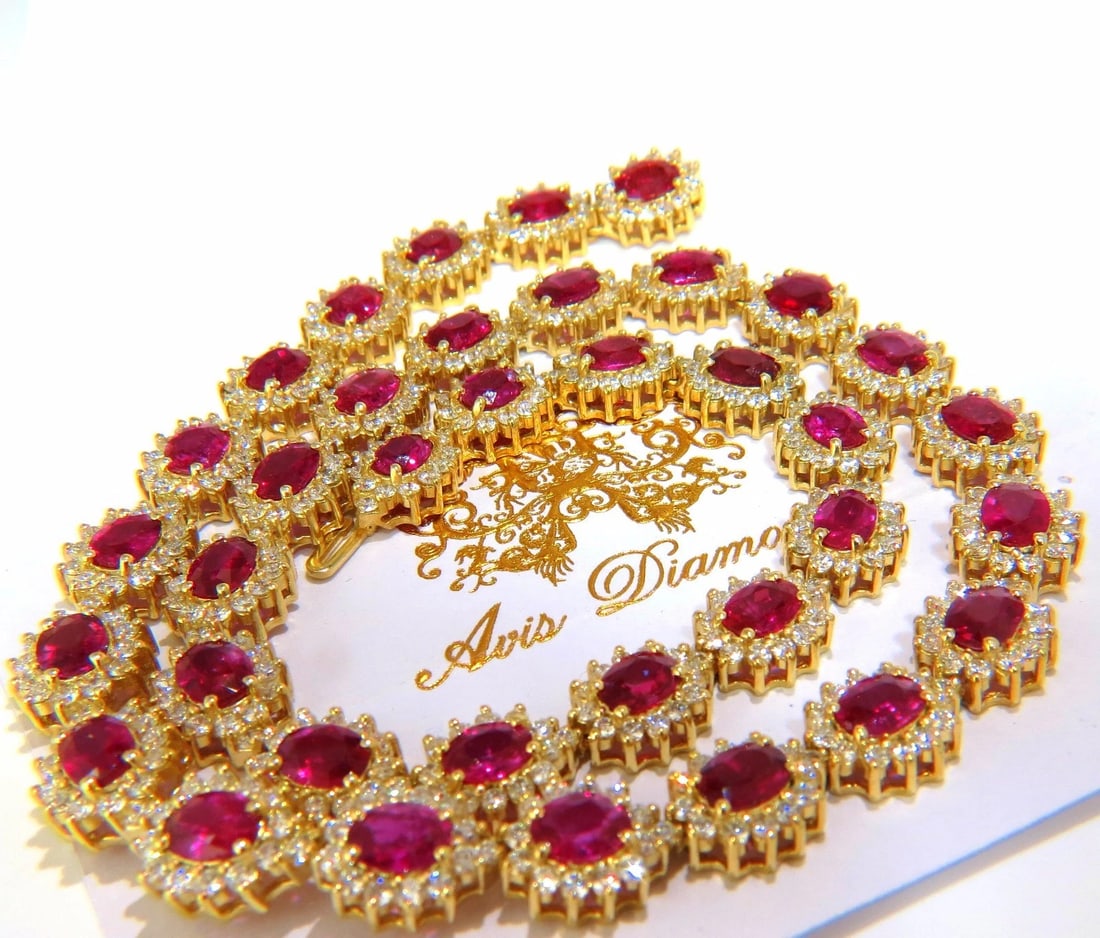 GIA Certified 67.20ct No Heat Ruby Diamond Necklace Bracelet Earrings - 7