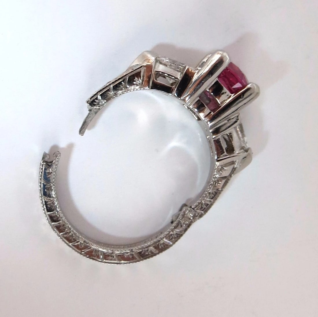 AGL Certified Natural Pink Sapphire diamond ring platinum arthritis knuckle - 7