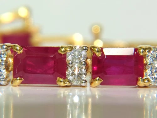 GIA CERTIFIED 18KT 23.46CT NATURAL RUBY DIAMOND BRACELET VIVID - 2