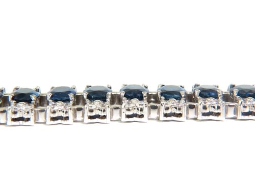 33.75CT NATURAL GEM SAPPHIRE DIAMOND BRACELET 3 ROW & WIDE CUFF 14KT - 6