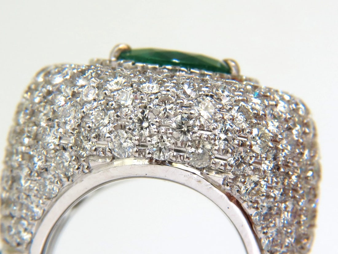 17.60CT 18K GOLD NATURAL FINE GREEN EMERALD DIAMOND 3D DOME RING - 7
