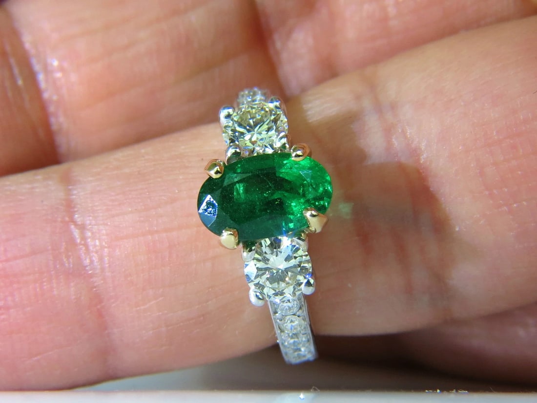 3.05CT NATURAL EMERALD DIAMOND RING 14KT GOLD CLASSIC 3 - 7