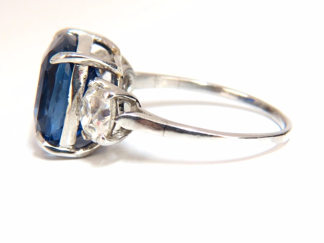 AGL Certified 7.63ct Natural No Heat Royal Blue Sapphire Diamond Ring Platinum - 7