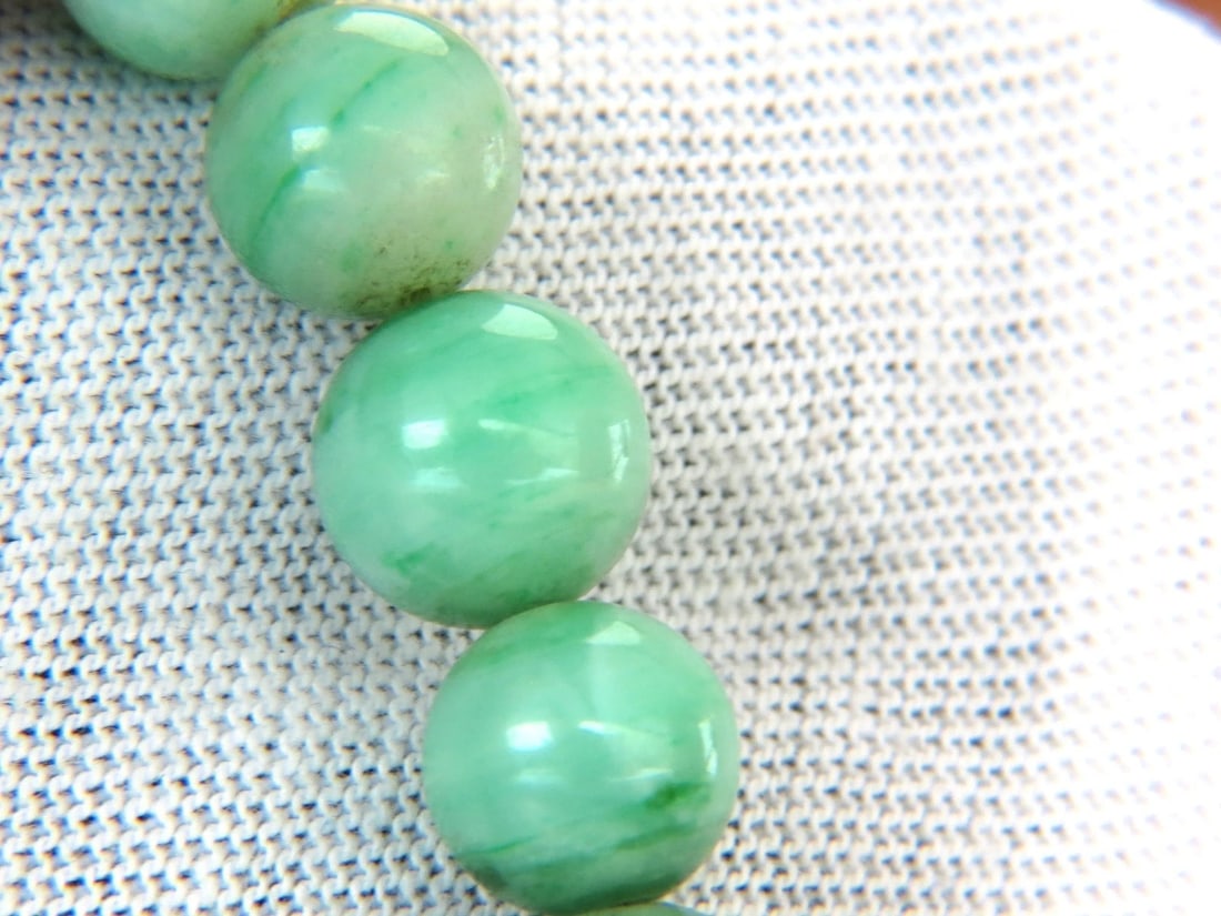 290ct GIA Certified 10.20mm NATURAL GREEN JADE BEAD NECKLACE - 7