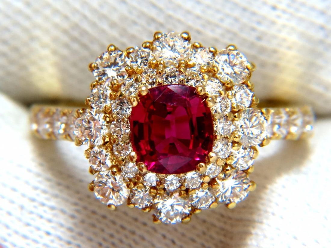 GIA Certified 3.24ct red Burma ruby diamonds ring 18kt cocktail petite*V - 7