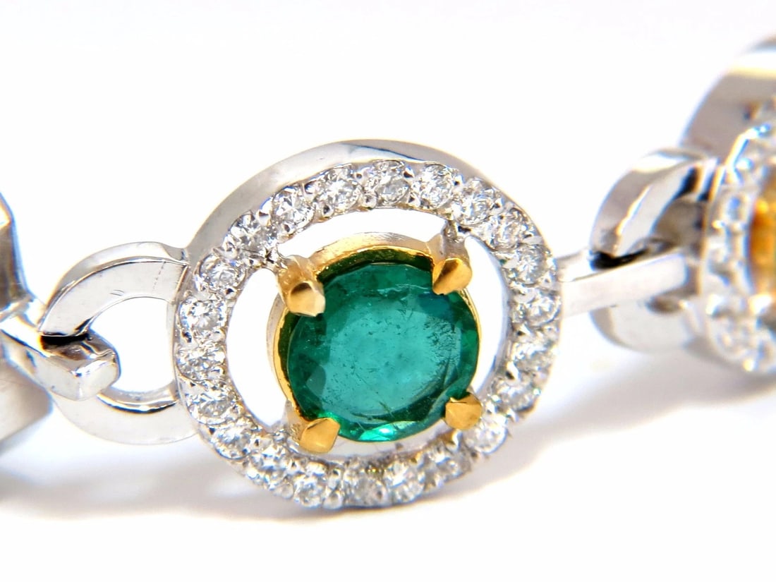 10.62ct natural emeralds diamond halo bracelet 14kt - 2