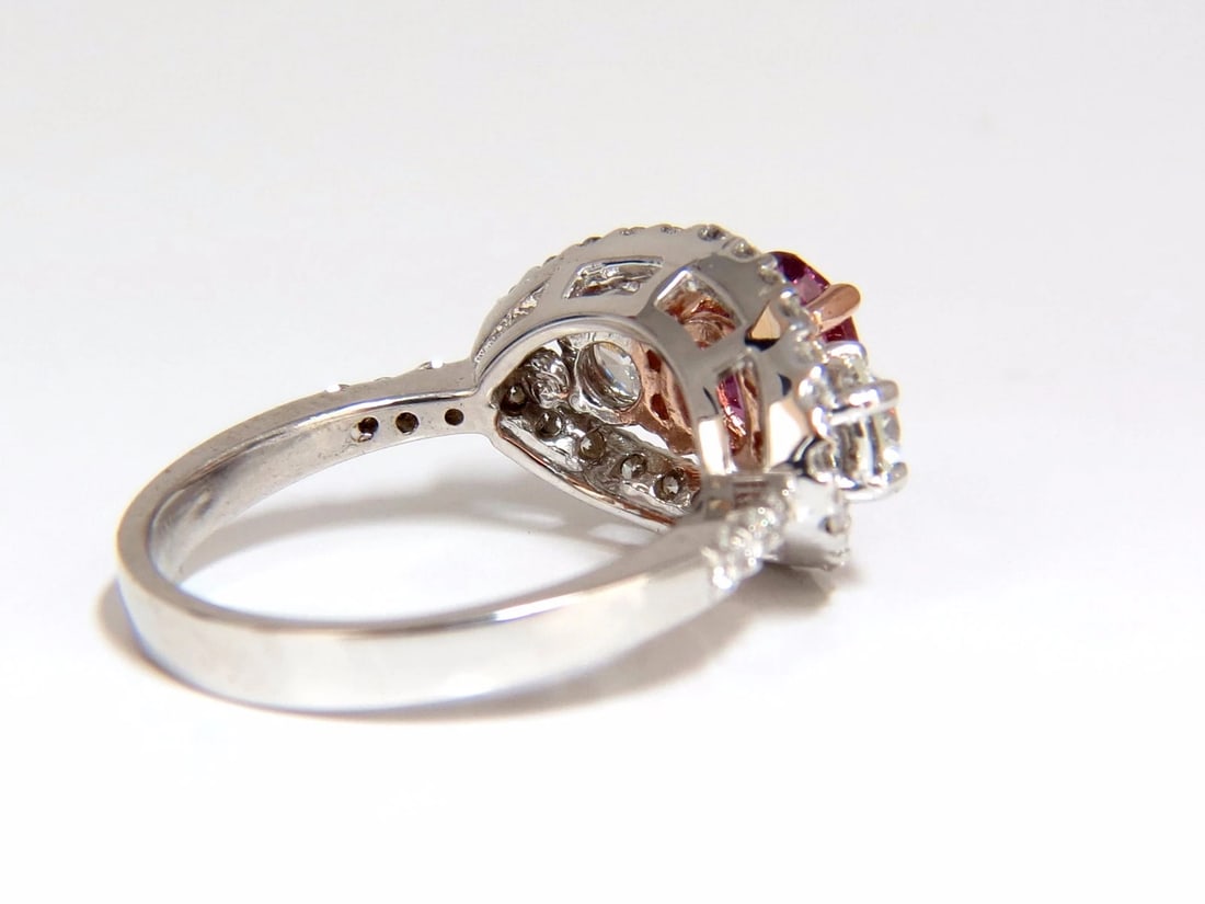 GIA Certified 2.97ct natural no heat vivid pink sapphire ring three stone wrap - 2