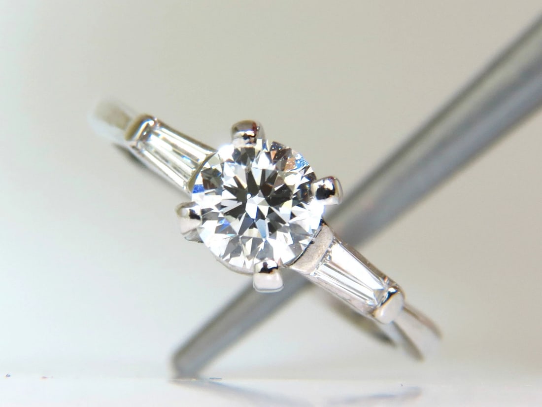 GIA .74CT IDEAL CUT G/VS2 ROUND BRILLIANT NATURAL DIAMOND RING PLATINUM - 7