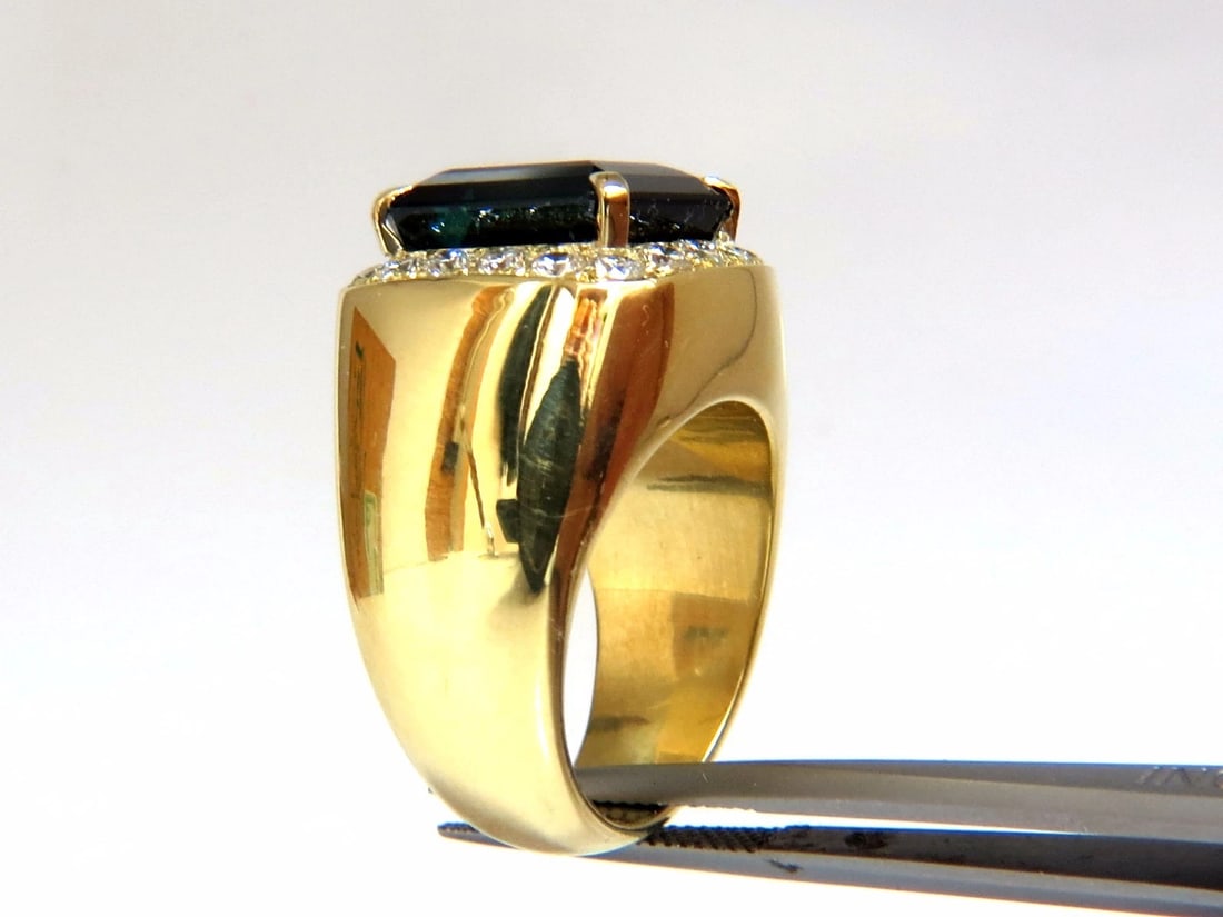 GIA Certified 13.59ct Natural Vivid Blue Green Tourmaline diamonds ring 18kt - 7