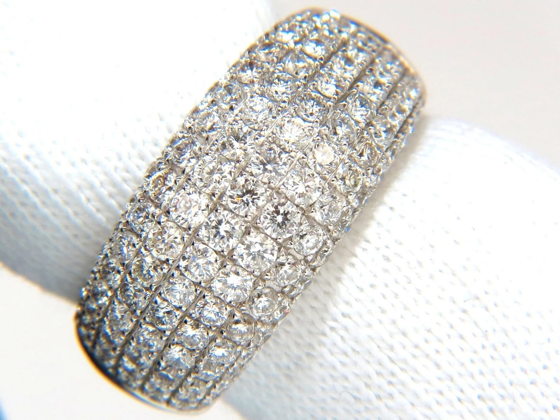 2.77CT FULL CUT DIAMONDS BEAD SET WIDE BAND RING 18KT 10MM SIZE 6.75 - 2