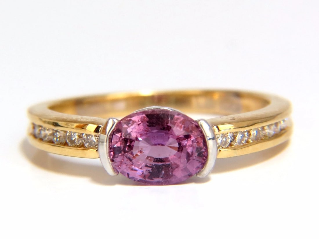 GIA 1.78CT NATURAL NO HEAT BRIGHT PINK SAPPHIRE DIAMOND RING 18KT - 2